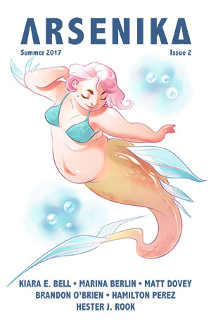 A content pink-haired mermaid with a soft belly